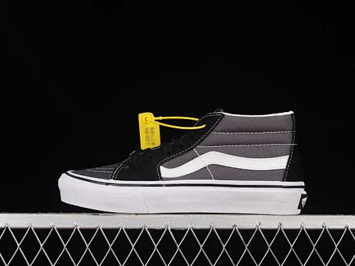 All categories Vans Vans series Vans Mid Vans China Vans Sk8 Mid Reissue black and gray splicing mid-top retro casual canvas skateboard shoes VN0A3WM32PD